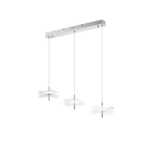 Amsterdam Linear Ceiling Pendant, 3 Light 6W LED, 4000K, 1500lm, Polished Chrome