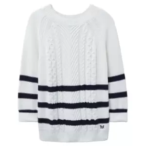 Crew Clothing Womens Rita Cable Jumper White/Navy 18