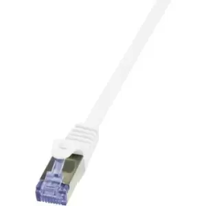 LogiLink CQ3061S RJ45 Network cable, patch cable CAT 6A S/FTP 3m White Flame-retardant, incl. detent