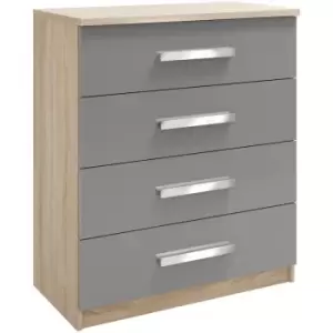 Genoa Oak & Grey High Gloss 4 Drawer Chest