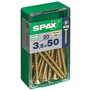 Spax PZ Countersunk Zinc Yellow Screws - 3.5 x 50mm Pack of 20