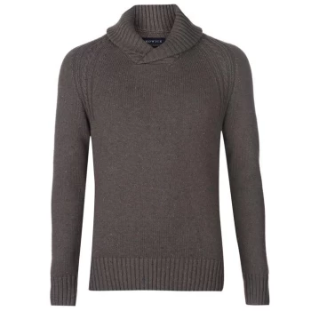 Howick Callington Cotton Shawl Neck Jumper with Neps - Granite