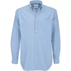 B&C Mens Oxford Long Sleeve Shirt / Mens Shirts (M) (Oxford Blue)