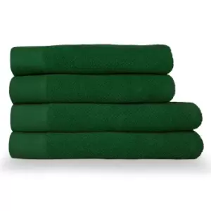 Textured Weave 4 Piece Bath Towel/Sheet Towel Set Dark Green