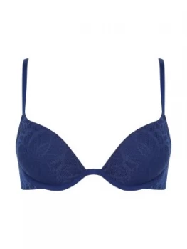 DKNY Signature scribble plunge push up bra Blue