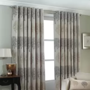 Oakdale Tree Motif Eyelet Curtains Silver / 229 x 229cm