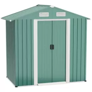 Outsunny 6 x 3ft Corrugated Metal Garden Shed W/Double Door and Latch Window - Green