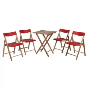 Tramontina Teak Wood 5 Pcs. Folding Bistro Set - Red