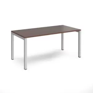 Bench Desk Single Person Starter Rectangular Desk 1600mm Walnut Tops With Silver Frames 800mm Depth Connex