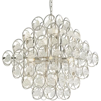 Merano Lighting - Merano Positano 14 Light Ceiling Pendant Polished Nickel Plate & Clear Crystal