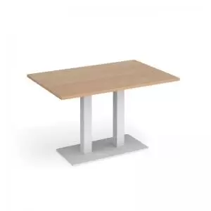 Eros rectangular dining table with flat white rectangular base and