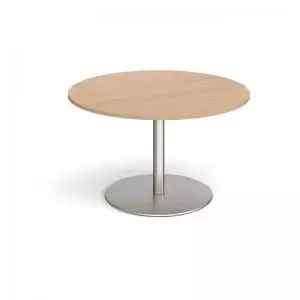 Eternal circular boardroom table 1200mm - brushed steel base and beech