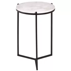 Side Table in White Marble and Black Iron