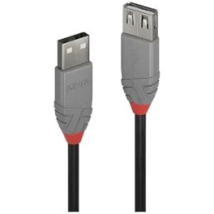 LINDY USB cable USB 2.0 USB-A plug, USB-A socket 5m Black, Grey