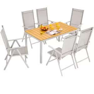 Garden Dining Set Bern 7 Pcs Cream WPC Table Top