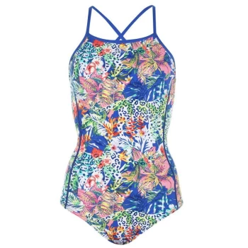 Slazenger Cross Back Swimsuit Ladies - Blue Print