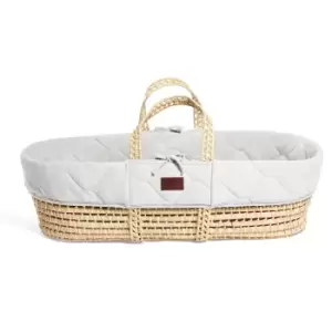 The Little Green Sheep Natural Quilted Moses Basket and Mattress - Dove