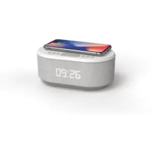 i-box Dawn Bedside Alarm Clock with Wireless Charging - White & Grey