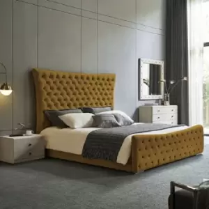 Envisage Trade - Plexa Upholstered Beds - Plush Velvet, Super King Size Frame, Mustard - Mustard