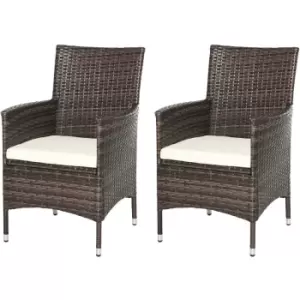 Outsunny - 2PC Outdoor Rattan Armchair Wicker Dining Chair Set for Garden Brown - Mixed Brown