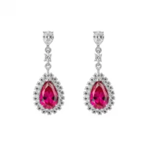 Red Zirconia Teardrop Pave Surround Earrings E6193