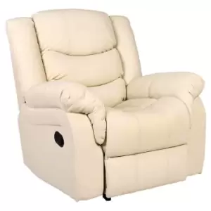 Seattle Leather Recliner Chair Armchair - Cream