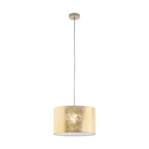 Pendant Ceiling Light Colour Champagne Shade Gold Fabric Bulb E27 1x60W