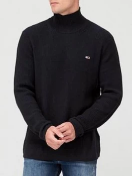 Tommy Jeans TJM High Mock Sweater - Black Size M Men