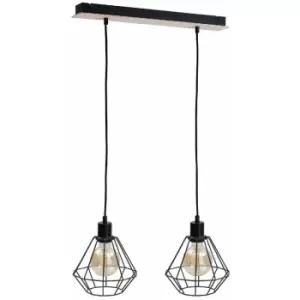 Keter Atwood Bar Pendant Ceiling Light Black, Wood, 53cm, 2x E27