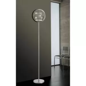 Geo floor lamp with Black shade 9 polished chrome / crystal bulbs