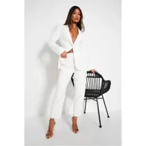 I Saw It First White Petite Premium Tailored Straight Leg Trousers - White