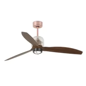 Deco LED Copper, Wood Ceiling Fan with DC Motor, 3000K