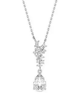 Simply Silver Sterling Silver 925 Cubic Zirconia Multi Stone Pear Necklace