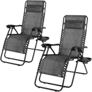 Sun Lounger High Back 2 pcs Anthracite Reclining