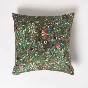 Homescapes - Klimt's Italian Garden Filled Velvet Cushion 46 x 46cm - Pink