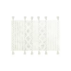 The Linen Yard Diamond Tassel Bath Mat (One Size) (Natural/Ivory)