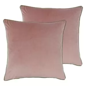 Paoletti Meridian Twin Pack Polyester Filled Cushions Blush/Gold