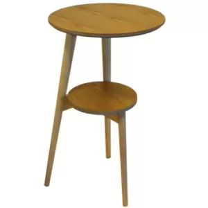 Techstyle Orion Retro Solid Wood Tripod Leg Round Table With Shelf Natural