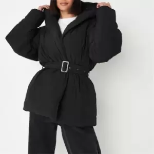 Missguided Oversized Belted Puffer Coat - Black