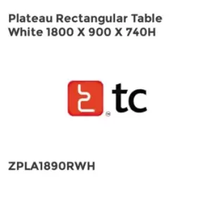 TC Group Plateau Rectangular Table White 1800 x 900 x 740H