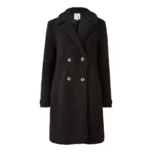 Yumi Black Soft Teddy Bear Coat - Black