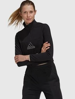 adidas Brand Love Polarfleece Half Zip Sweat - Black Size M Women