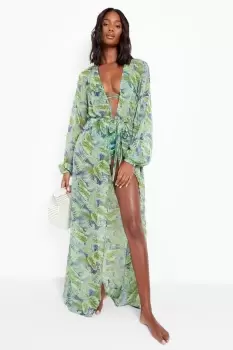 Tropicana Chiffon Maxi Beach Kimono