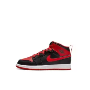 Jordan Jordan 1 Mid Bred Ps, Black/Fire Red-White, Unisex, Shoes pre school, DQ8424-060