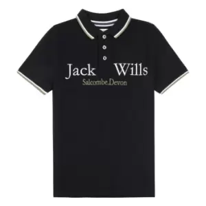 Jack Wills Kids Boys Script Tipped Polo Shirt - Black