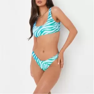 Missguided Zebra Print Scoop Neck Bikini Top - Blue