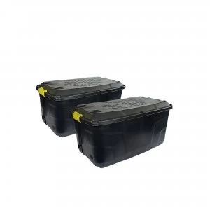 Charles Bentley Strata 2 x 145L Heavy Duty Trunk on Wheels Block Black Reprocessed Material