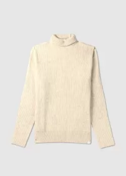 Les Deux Mens Eddie Wool Rib Rollneck Knit In Light Sand Melange