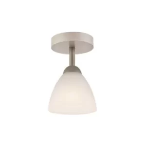 Adriano Semi Flush Light, Glass Shade, White Beech, 1x E27