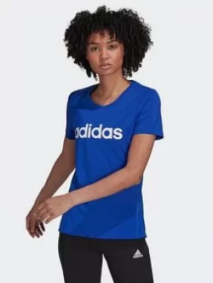 adidas Design 2 Move Logo T-Shirt, Blue/White, Size L, Women